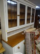 A painted pine dresser with glazed top
