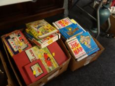 A quantity of vintage jigsaws & table games etc
