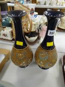 A pair of Doulton Lambeth lacework vases