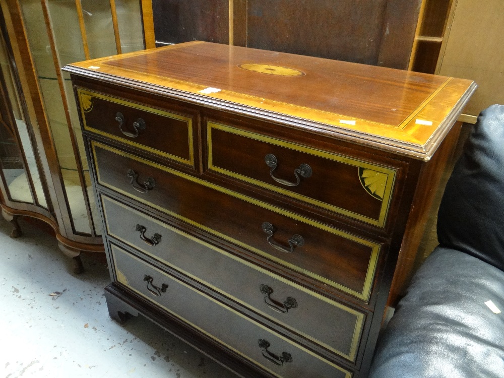 An good inlaid Edwardian chest of three long & two short drawers