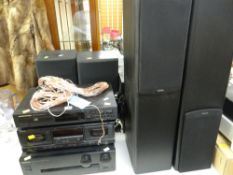 Parcel of various hifi separates including Marantz, Kenwood, Technics etc together with a pair of