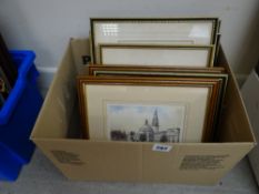 A box of framed pictures & prints