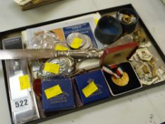 Parcel of collectables including a quantity of interesting regimental crest safety pins, yellow