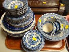 Quantity of blue & white breakfast & dinnerware