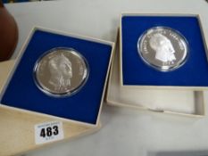 Two 1974 Panama 20 balboa medallions in silver