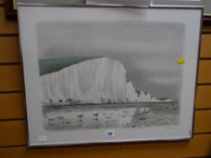A limited edition print after David Gentleman entitled 'Seven Sisters, Sussex', signed