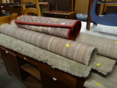 Two IKEA thick pile rugs and a blue & IKEA Valby Ruta red runner