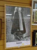 A framed exhibition poster for Seurat at the National Gallery