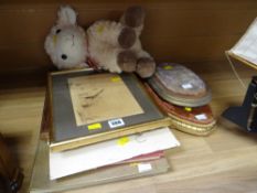 Two antique plinths & a parcel of pictures in commemorative books etc