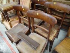 A set of five antique mahogany dining chairs