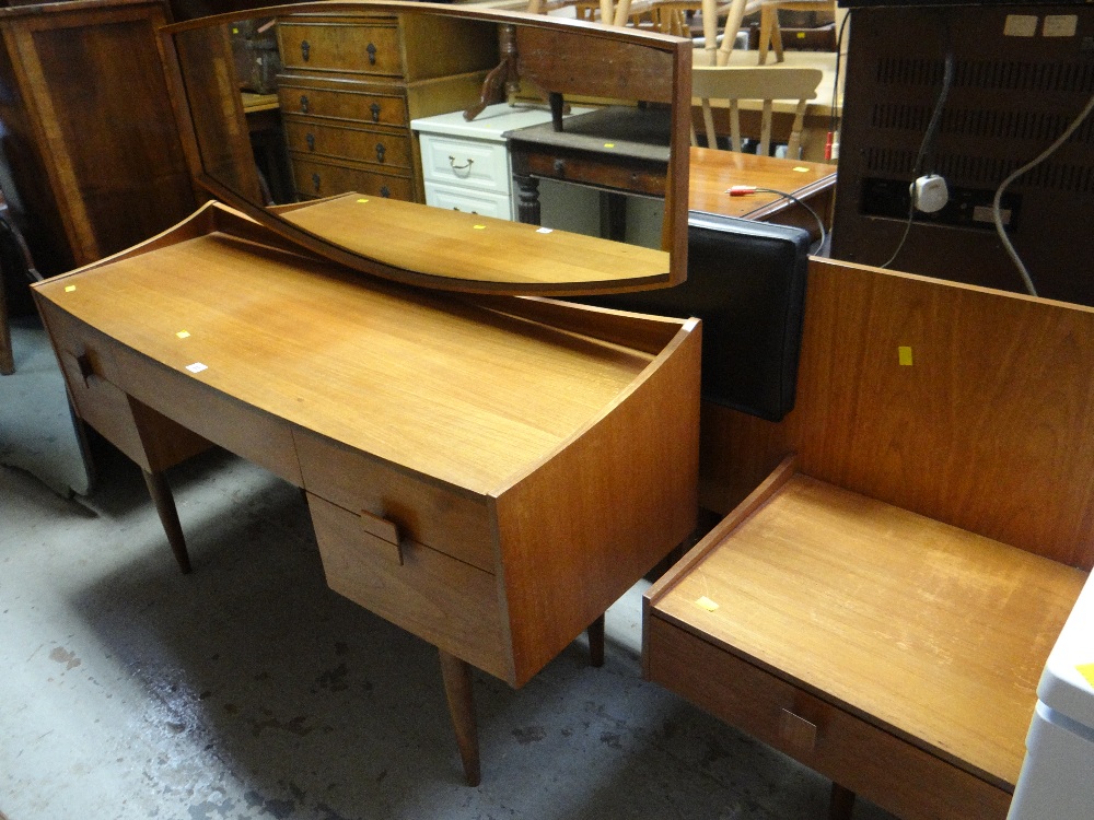 A retro G-plan dressing table & similar matching bed end with drawers