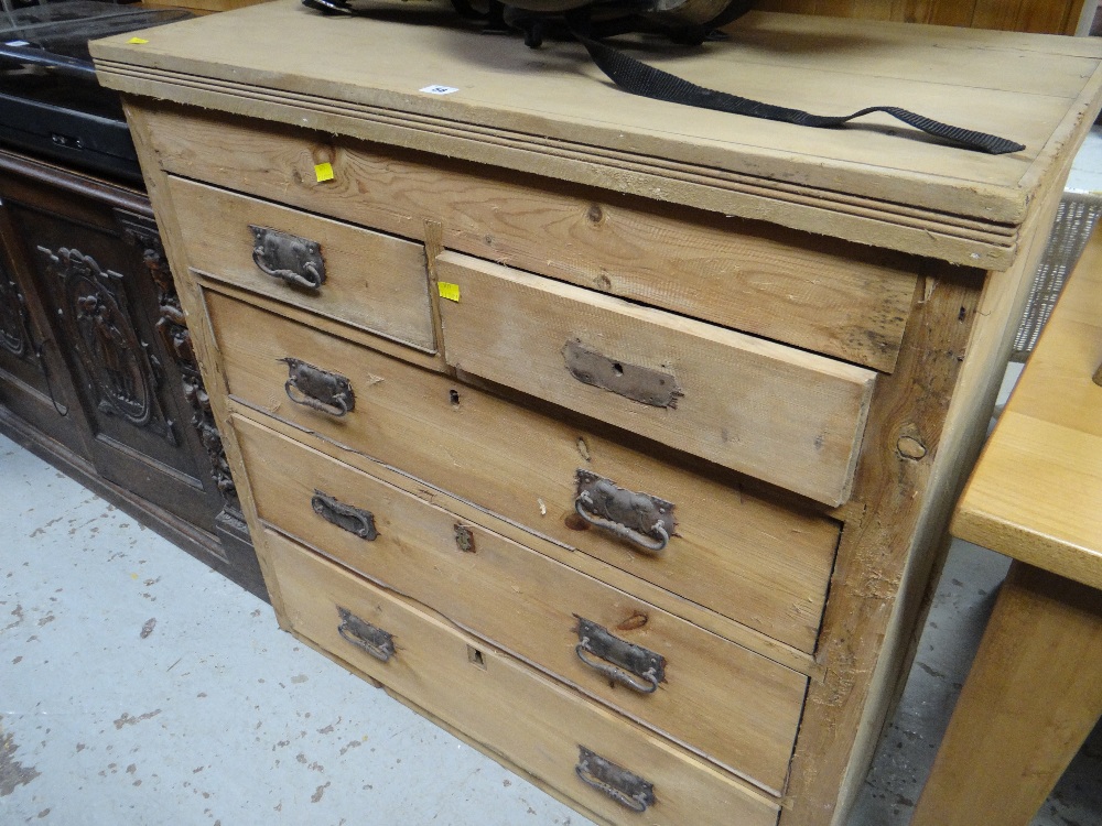 A pine chest of three long & two short drawers