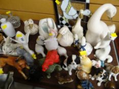 A quantity of pottery animals