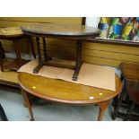 A marquetry oval table & another