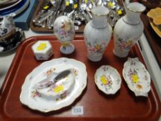A small parcel of Royal Crown Derby 'Derby Posies' tableware including a pair of vases
