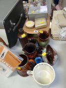 A parcel of pottery & sundry modern clocks etc