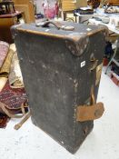 A good vintage Finnigans canvas & leather cabin trunk