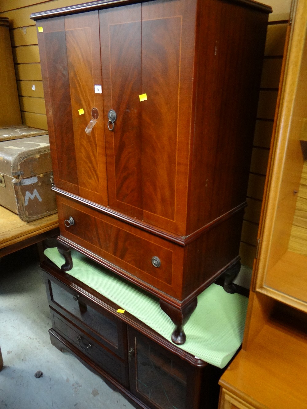 A reproduction mahogany effect TV cabinet, similar TV stand