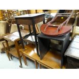 A parcel of furniture including nest of three coffee tables, folding stool, bookcase etc