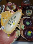 Collection of floral moulded Staffordshire pottery including Shorter & Son