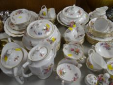 Seventy-two piece Derby posies porcelain tea & dinner service including tureens, coffee & teapot