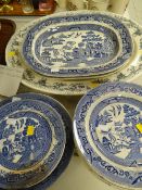 A large turkey platter with the Railway Clearing House Dining Club crest & sundry items of willow