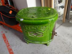 A French green enamel cast iron stove