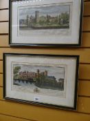 A pair of Samuel & Nathaniel Buck coloured prints of Warwick Castle