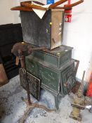 Victorian / turn of the century cast iron green painted German stove together with a 'Chicago