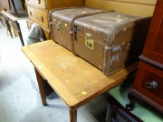 A vintage cabin trunk & an oak extending table