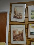 A pair of nineteenth century sepia watercolours entitled verso 'Castell Dinefwr - Trwr Crwn' and