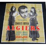 ALGIERS original cinema poster from 1938, poster is numbered, folded and in four sections, wear