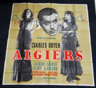 ALGIERS original cinema poster from 1938, poster is numbered, folded and in four sections, wear