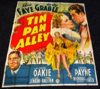 TIN PAN ALLEY original cinema poster from 1940, poster is numbered, folded and in four sections,
