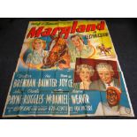 MARYLAND original cinema poster from 1940, poster is numbered, folded and in four sections, wear