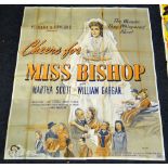 CHEERS FOR MISS BISHOP original cinema poster from 1941, poster is folded and in four sections, wear