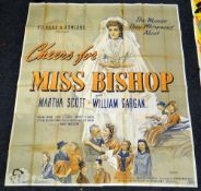 CHEERS FOR MISS BISHOP original cinema poster from 1941, poster is folded and in four sections, wear