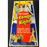 LA CONGA NIGHTS original cinema poster from 1940, poster is folded and in three sections, wear