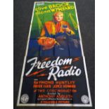 FREEDOM RADIO original cinema poster from 1941, poster is numbered, folded and in two sections, wear