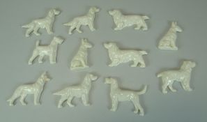A SET OF ELEVEN CERAMIC DOGS possibly Royal Worcester blanks, each being studies of different breed