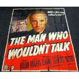 THE MAN WHO WOULDN'T TALK original cinema poster from 1940, poster is numbered, folded and in four