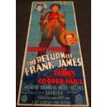 THE RETURN OF FRANK JAMES original cinema poster from 1940 starring Henry Fonda, poster is numbered,