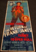 THE RETURN OF FRANK JAMES original cinema poster from 1940 starring Henry Fonda, poster is numbered,