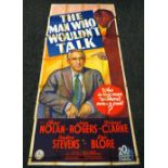 THE MAN WHO WOULDN'T TALK original cinema poster from 1940, poster is numbered, folded and in