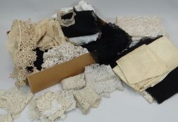 A LARGE QUANTITY OF WHITE & BLACK LACE circa 1890s Provenance: entered by descendant (Great Great