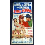 CHAD HANNA original cinema poster from 1940 starring Henry Fonda, poster is numbered, folded and