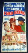 CHAD HANNA original cinema poster from 1940 starring Henry Fonda, poster is numbered, folded and