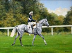 ROY MILLER oil on canvas - portrait of 'Bruni & rider Tony Murray', St Leger winners 1975, signed