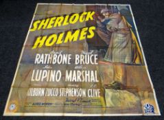 SHERLOCK HOLMES original cinema poster from 1940 featuring Basil Rathbone, poster is numbered,