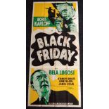 BLACK FRIDAY original cinema poster from 1940 starring Boris Karloff & Bela Lugosi, poster is
